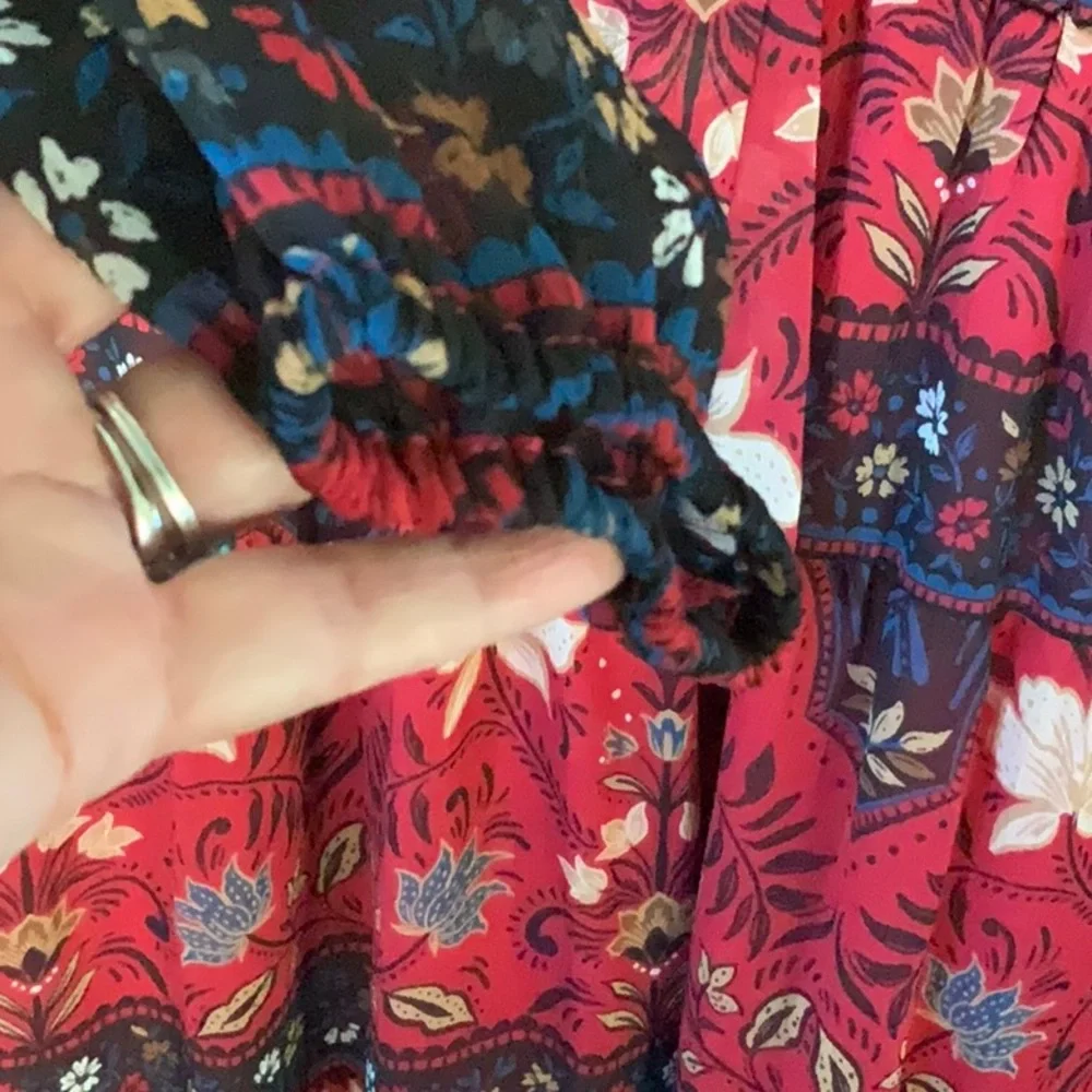 LOFT Red and Purple Floral Dress - Picture 7 of 8